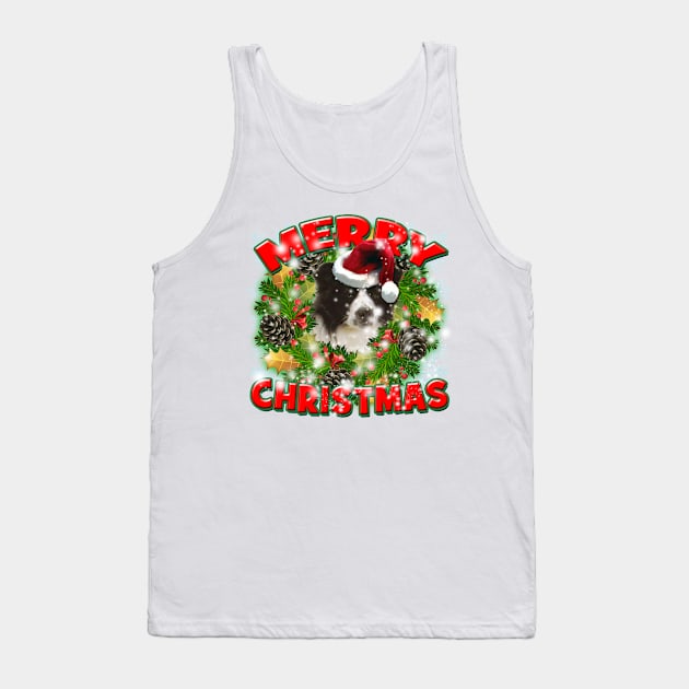 Merry Christmas Border Collie Dog Gift Tank Top by Just Another Shirt